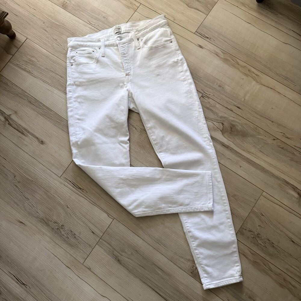 J.Crew 9" High-Rise Toothpick Jeans White Skinny Stretch Denim Size 30